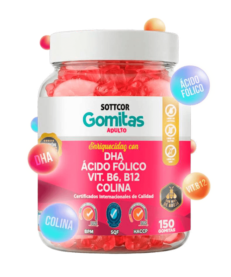 Envase de gomitas Sottcor DHA para adultos