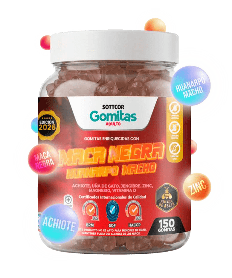 Envase de gomitas Sottcor Maca Negra para adultos