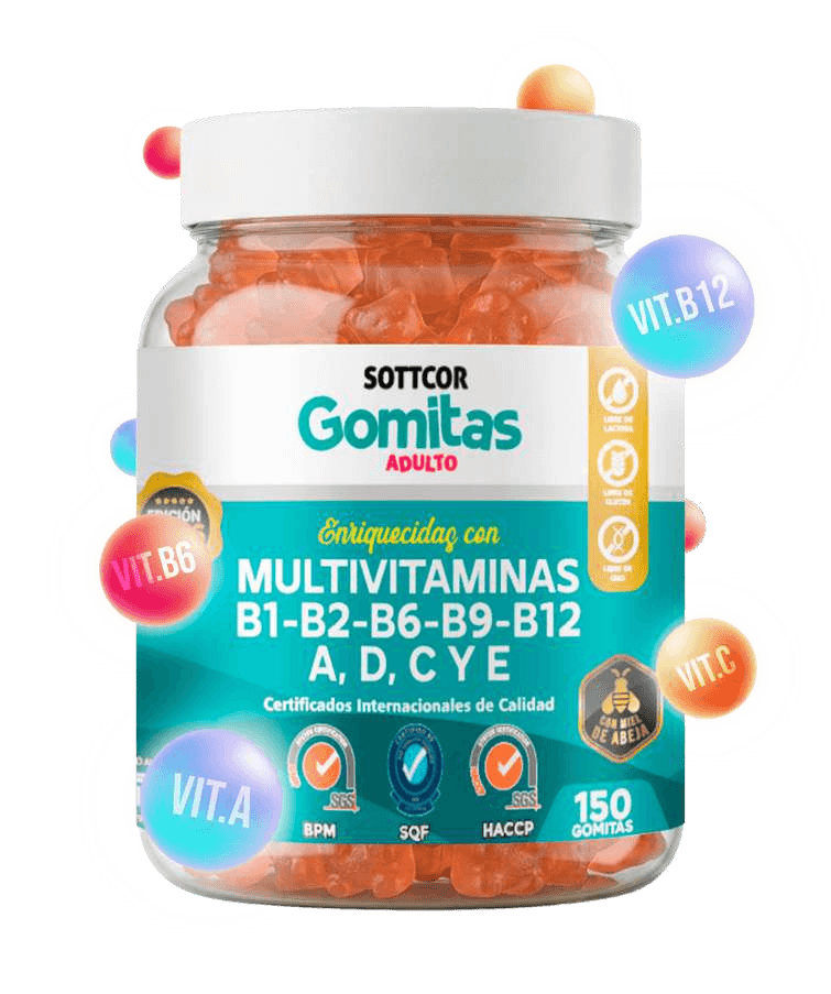Envase de gomitas Sottcor Multivitaminas para adultos