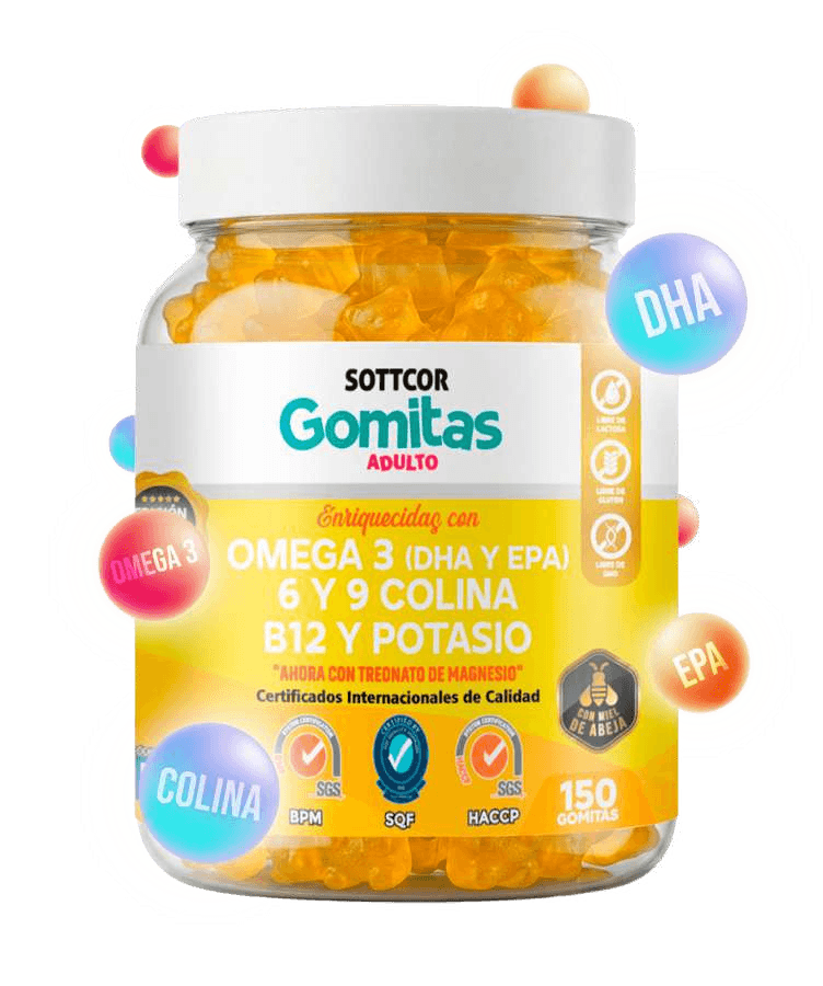 Envase de gomitas Sottcor Omega para adultos