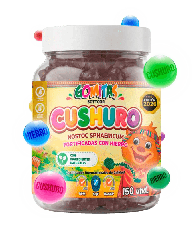 Envase de gomitas Sottcor Cushuro para niños