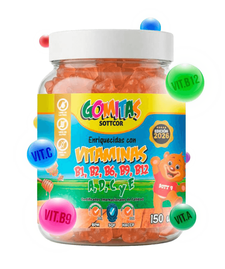Envase de gomitas Sottcor Vitaminas para niños