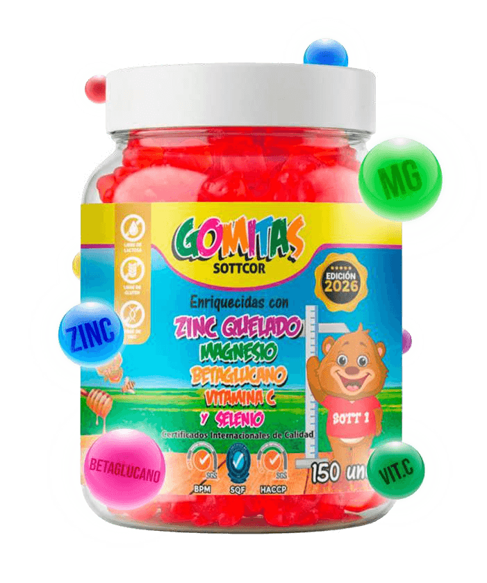 Envase de gomitas Sottcor Zinc Quelado para niños