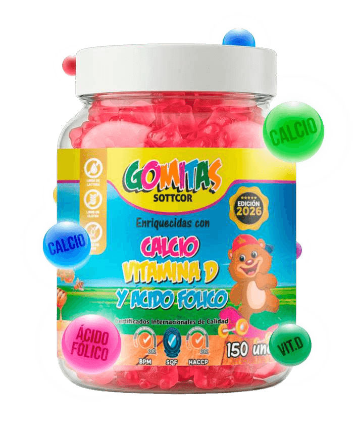 Envase de gomitas Sottcor Calcio para niños